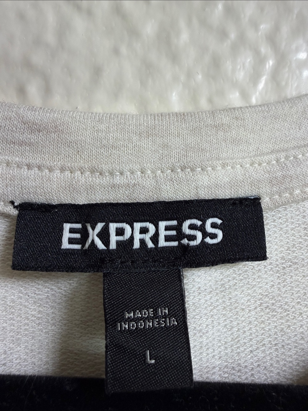 Express Neutral Cream Tee-Style Ruched Mini Dress - Picture 2 of 6